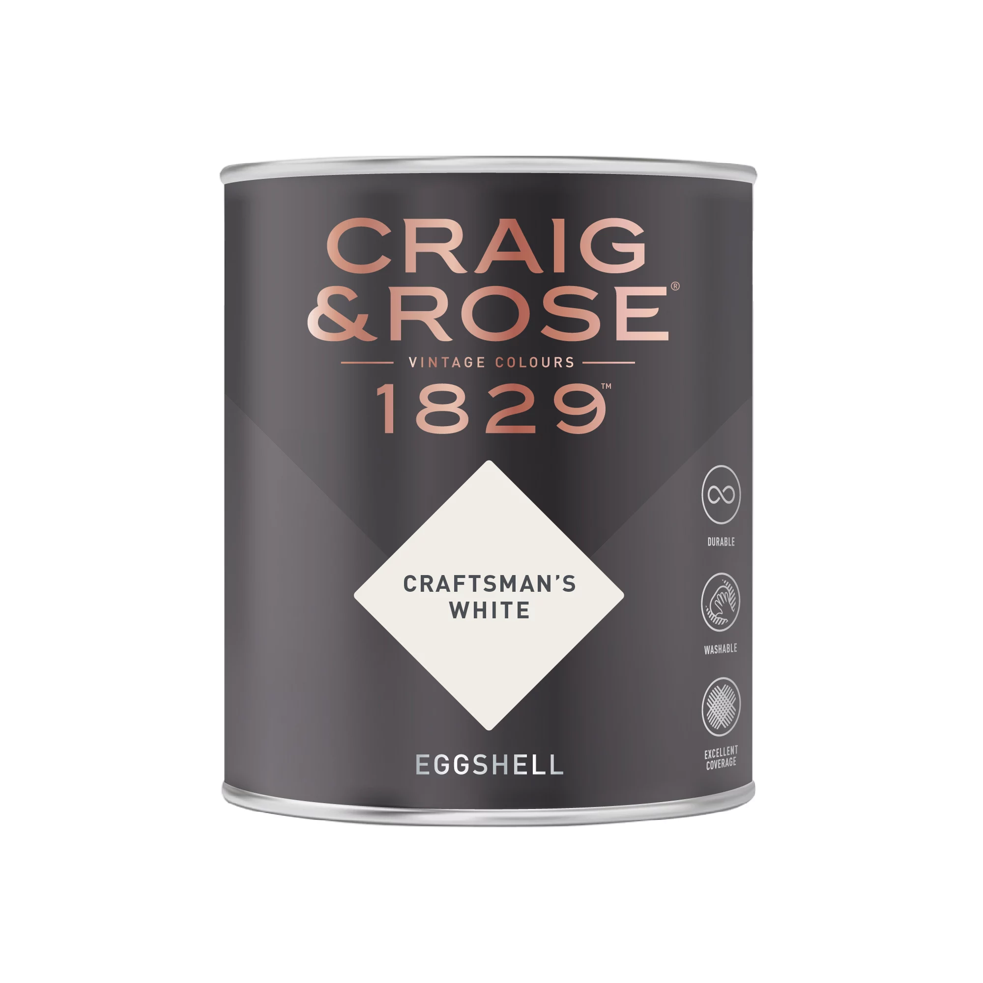 Craig & Rose 1829 Craftsman's White Eggshell Wall Paint, 750ml 2 Craig & Rose 1829 Craftsman's White Eggshell Wall Paint, 750ml - Image 2