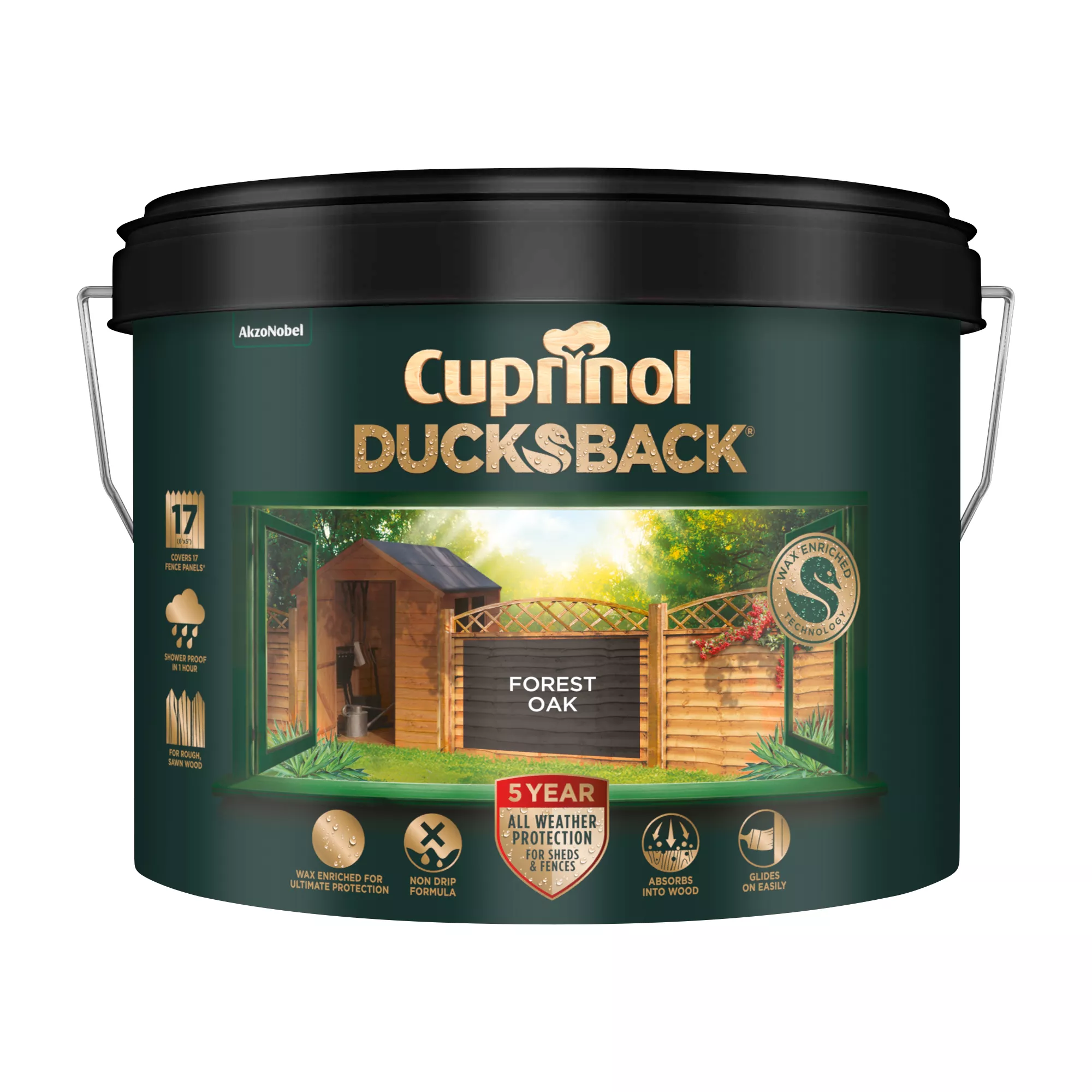 Cuprinol 5 Year Ducksback Forest Oak Fence & Shed Treatment, 9L 2 Cuprinol 5 Year Ducksback Forest Oak Fence & Shed Treatment, 9L - Image 2
