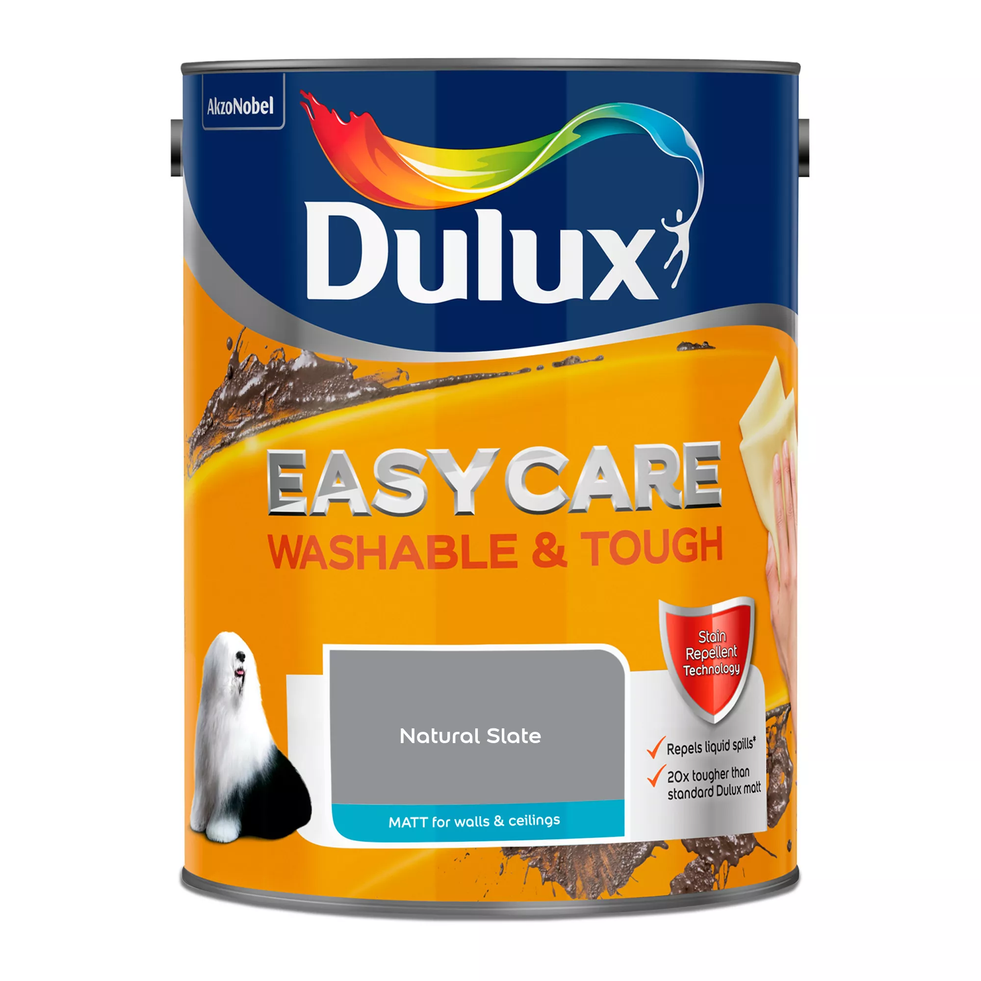 Dulux Easycare Washable & Tough Natural Slate Matt Wall Paint, 5L 2 Dulux Easycare Washable & Tough Natural Slate Matt Wall Paint, 5L - Image 2