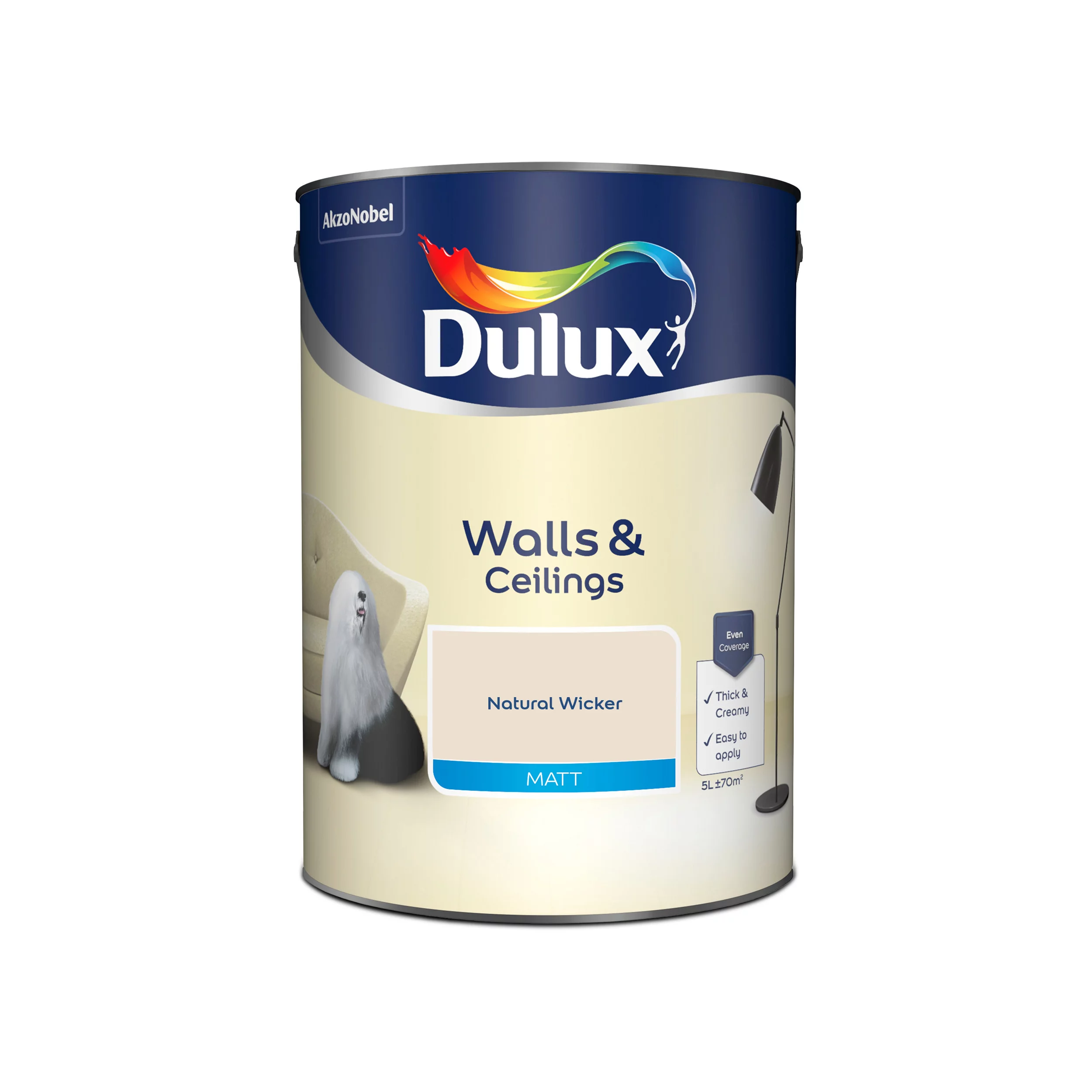 Dulux Walls & Ceilings Natural Wicker Matt Emulsion Paint, 5L 2 Dulux Walls & Ceilings Natural Wicker Matt Emulsion Paint, 5L - Image 2