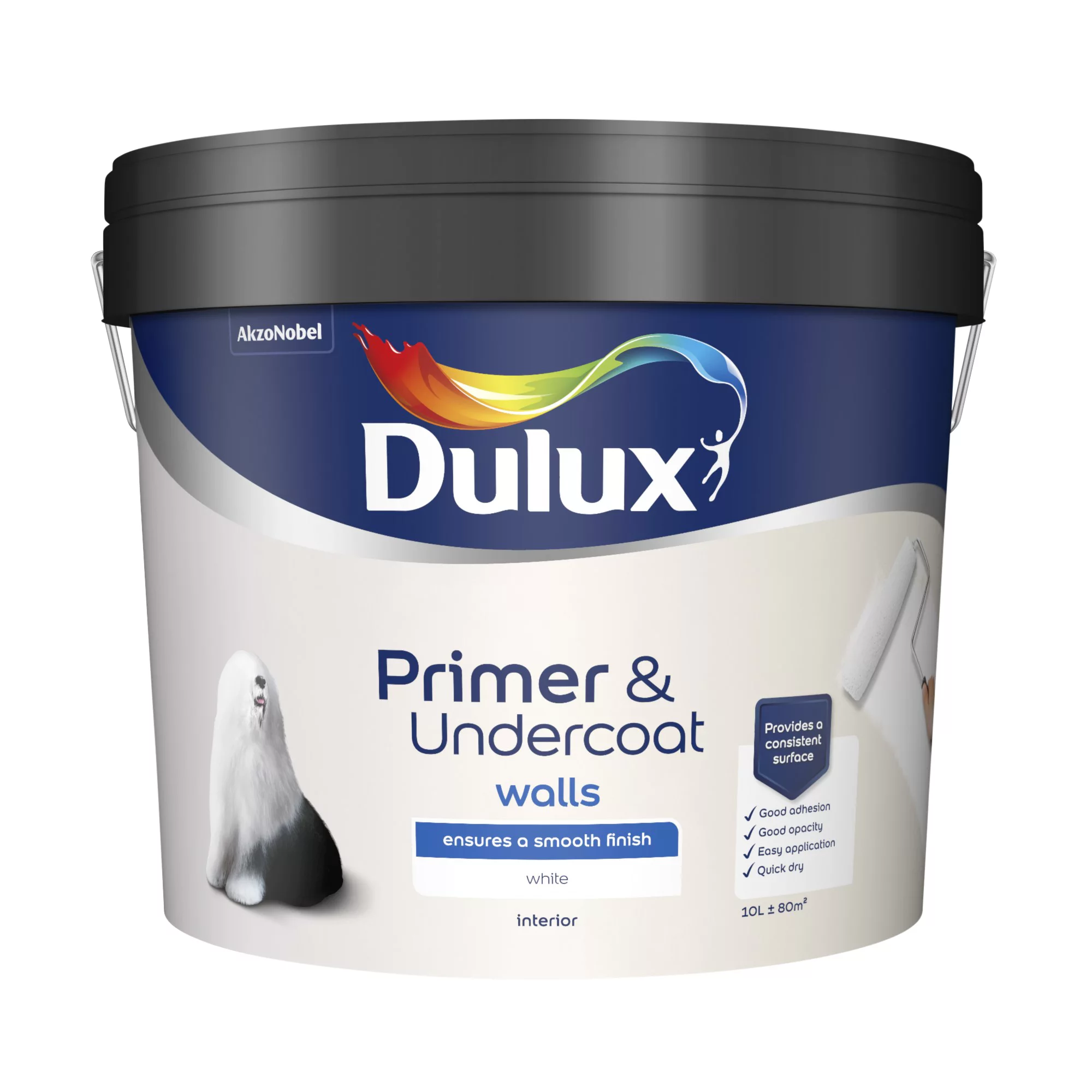 Dulux Walls White Primer & Undercoat, 10L 2 Dulux Walls White Primer & Undercoat, 10L - Image 2