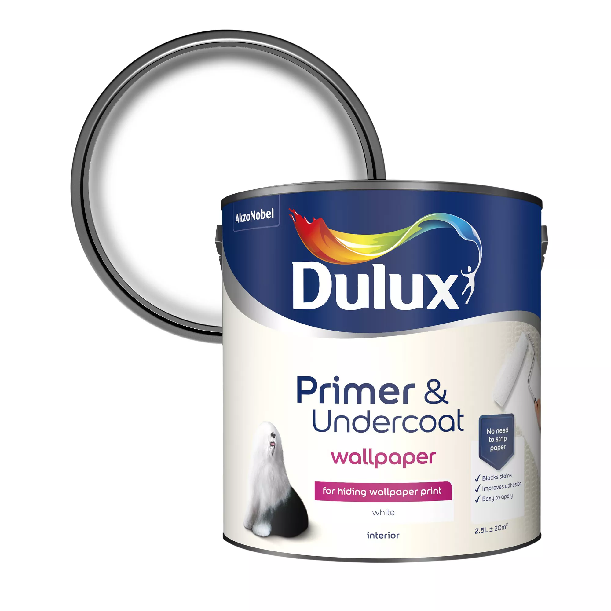 Dulux Walls White Wallpaper Primer & Undercoat, 2.5L 1 Dulux Walls White Wallpaper Primer & Undercoat, 2.5L