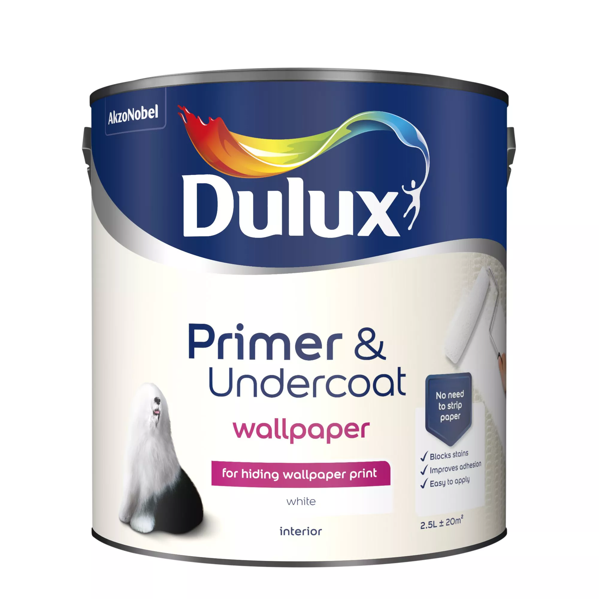 Dulux Walls White Wallpaper Primer & Undercoat, 2.5L 2 Dulux Walls White Wallpaper Primer & Undercoat, 2.5L - Image 2