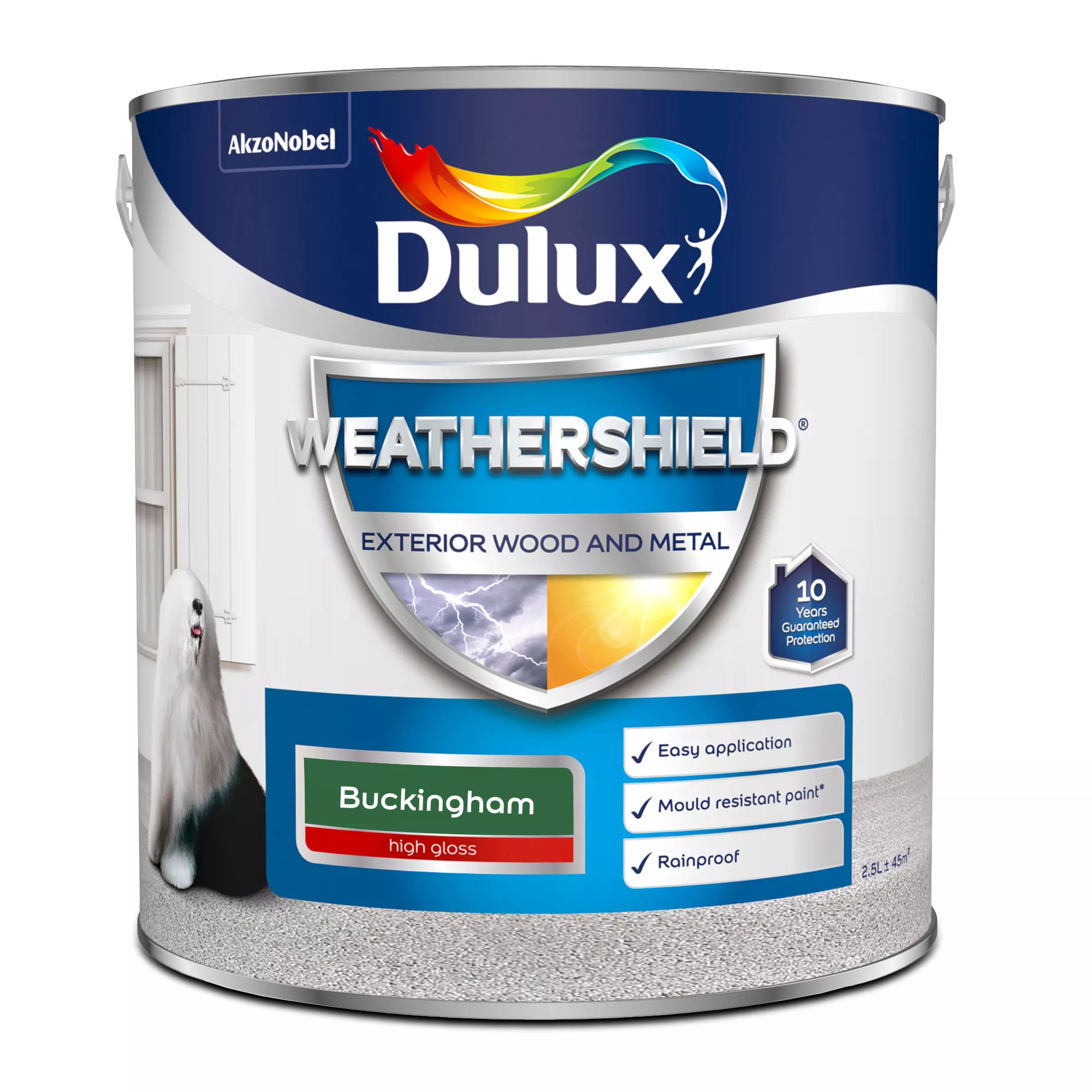 Dulux Weathershield Buckingham Green Gloss Exterior Metal & Wood Paint, 2.5L 2 Dulux Weathershield Buckingham Green Gloss Exterior Metal & Wood Paint, 2.5L - Image 2