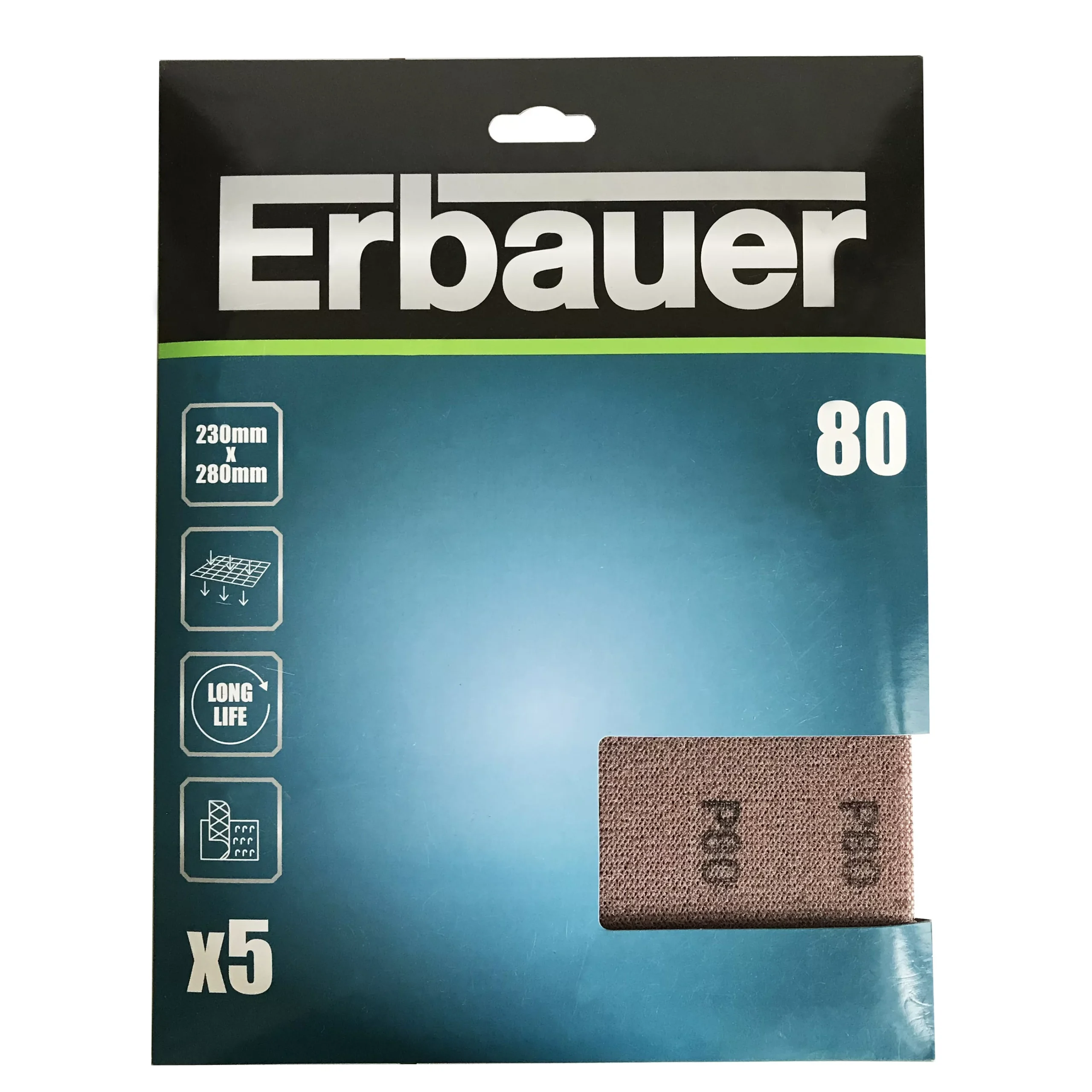 Erbauer 80 Grit Medium (80 To 100) Metal, Paint, Plaster & Wood Hand Sanding Sheet, Pack Of 5 2 Erbauer 80 Grit Medium (80 To 100) Metal, Paint, Plaster & Wood Hand Sanding Sheet, Pack Of 5 - Image 2