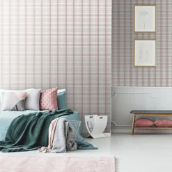 GoodHome Atherton Red Tartan Metallic Effect Textured Wallpaper -Home Paint Shop goodhome atherton red tartan metallic effect textured wallpaper5059340410555 20i