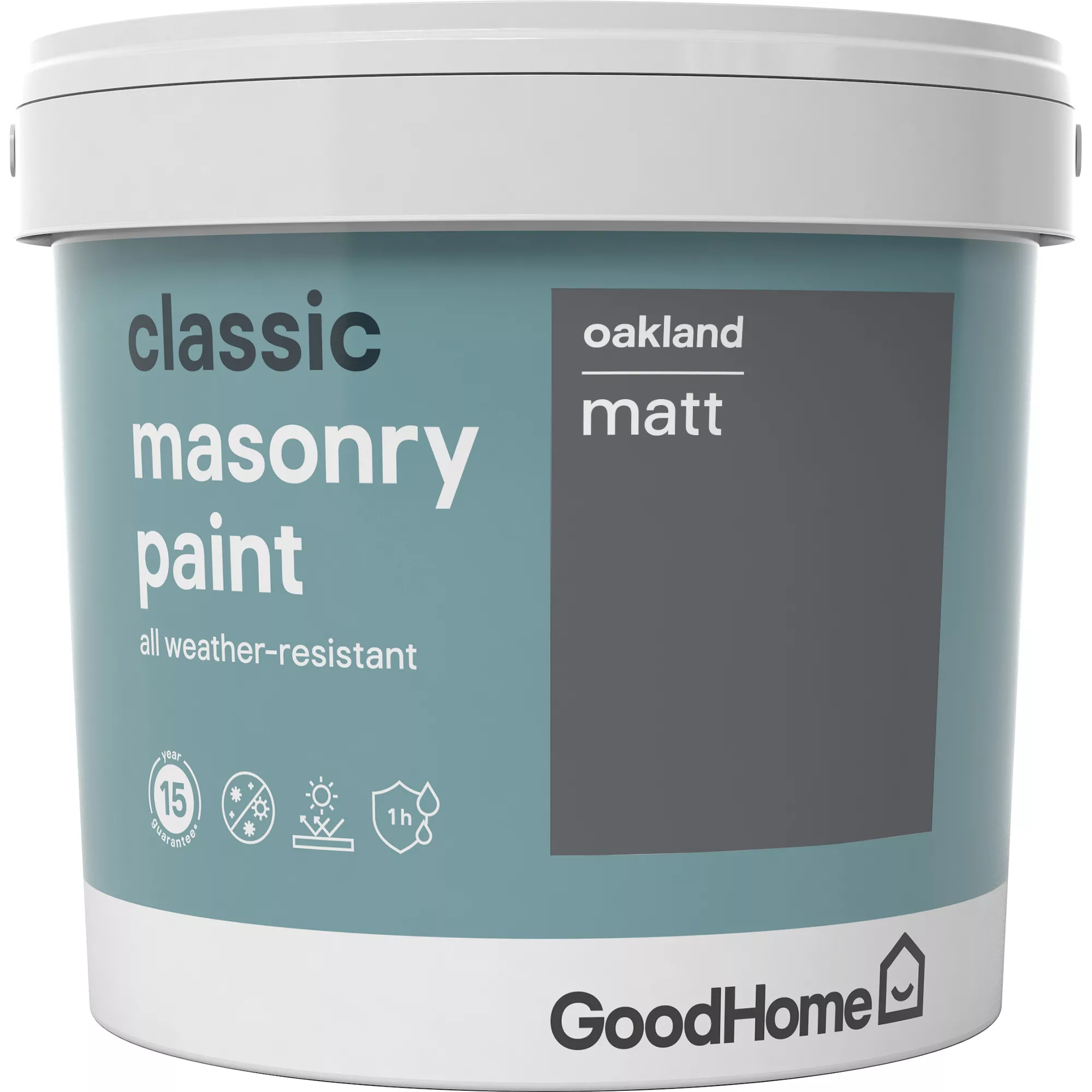 GoodHome Classic Oakland Smooth Matt Masonry Paint, 5L Tin 1 GoodHome Classic Oakland Smooth Matt Masonry Paint, 5L Tin