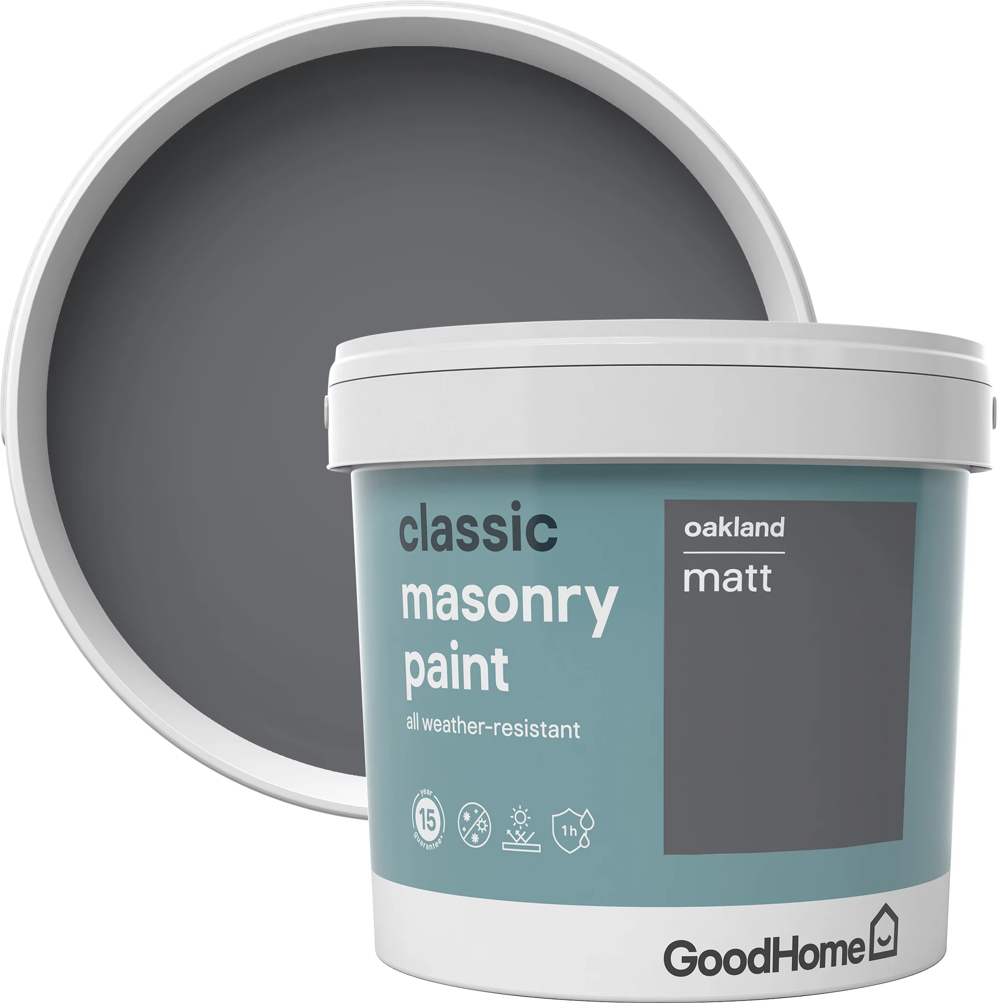 GoodHome Classic Oakland Smooth Matt Masonry Paint, 5L Tin 2 GoodHome Classic Oakland Smooth Matt Masonry Paint, 5L Tin - Image 2