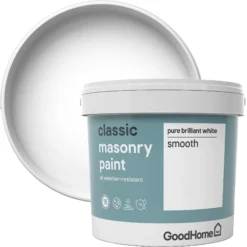 GoodHome Classic Pure Brilliant White Smooth Matt Masonry Paint, 5L