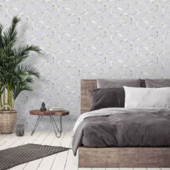 GoodHome Duble Grey Cranes Textured Wallpaper -Home Paint Shop goodhome duble grey cranes textured wallpaper5059340409092 01i