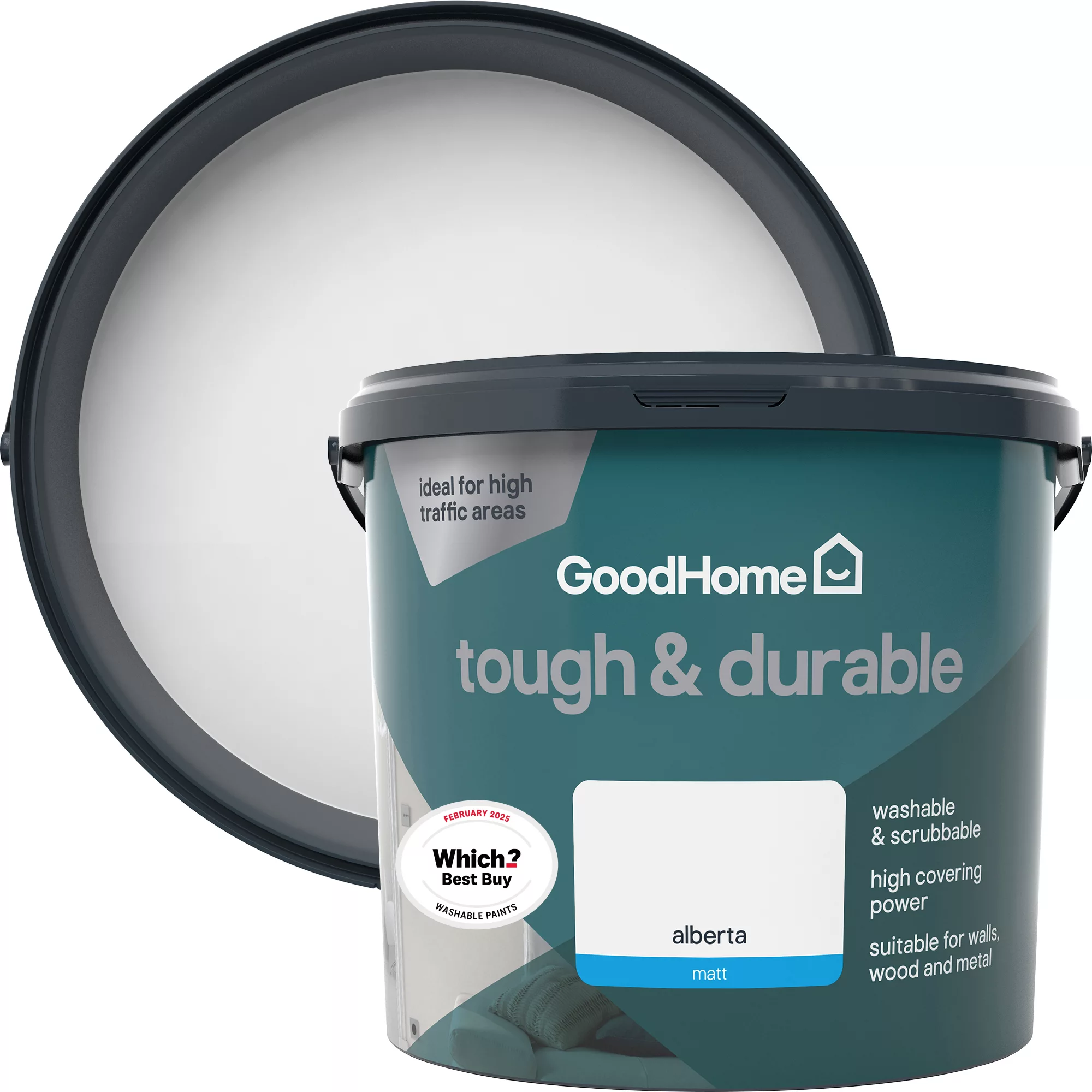 GoodHome Durable Alberta Matt Emulsion Paint, 5L 1 GoodHome Durable Alberta Matt Emulsion Paint, 5L