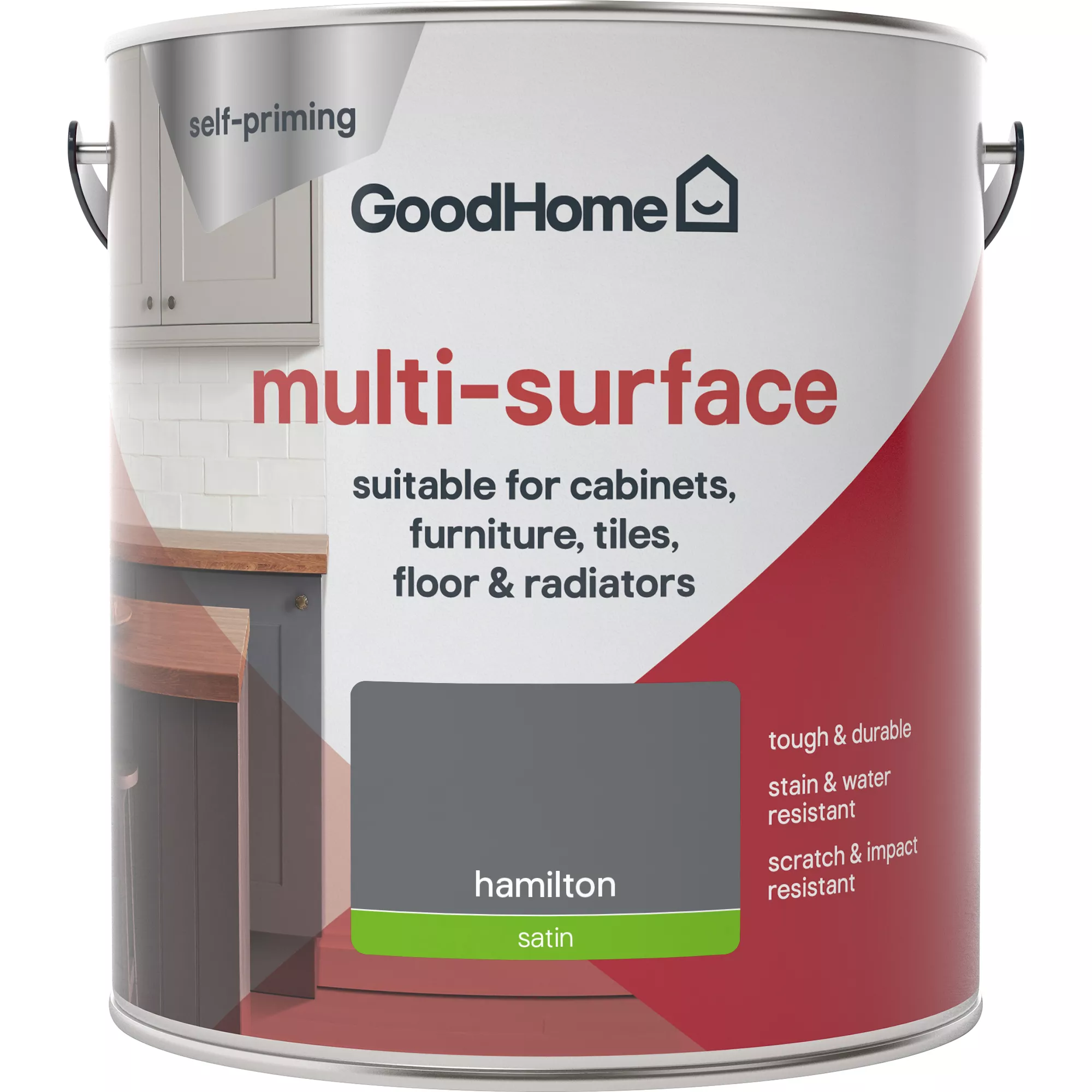 GoodHome Durable Hamilton Satin Multi-surface Paint, 2L 3 GoodHome Durable Hamilton Satin Multi-surface Paint, 2L - Image 3