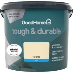 GoodHome Durable Toronto Matt Emulsion Paint, 5L -Home Paint Shop goodhome durable toronto matt emulsion paint 5l3663602413233 02c