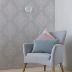 Home Paint Shop -Home Paint Shop goodhome horsely grey damask mica effect textured wallpaper5059340410470 01i