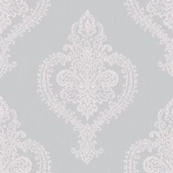 GoodHome Horsely Grey Damask Mica Effect Textured Wallpaper