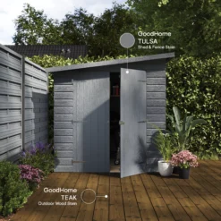 GoodHome Outdoor Dark Oak Satin Quick Dry Wood Stain, 2.5L -Home Paint Shop goodhome outdoor dark oak satin quick dry wood stain 2 5l5059340297460 19i EN 2022