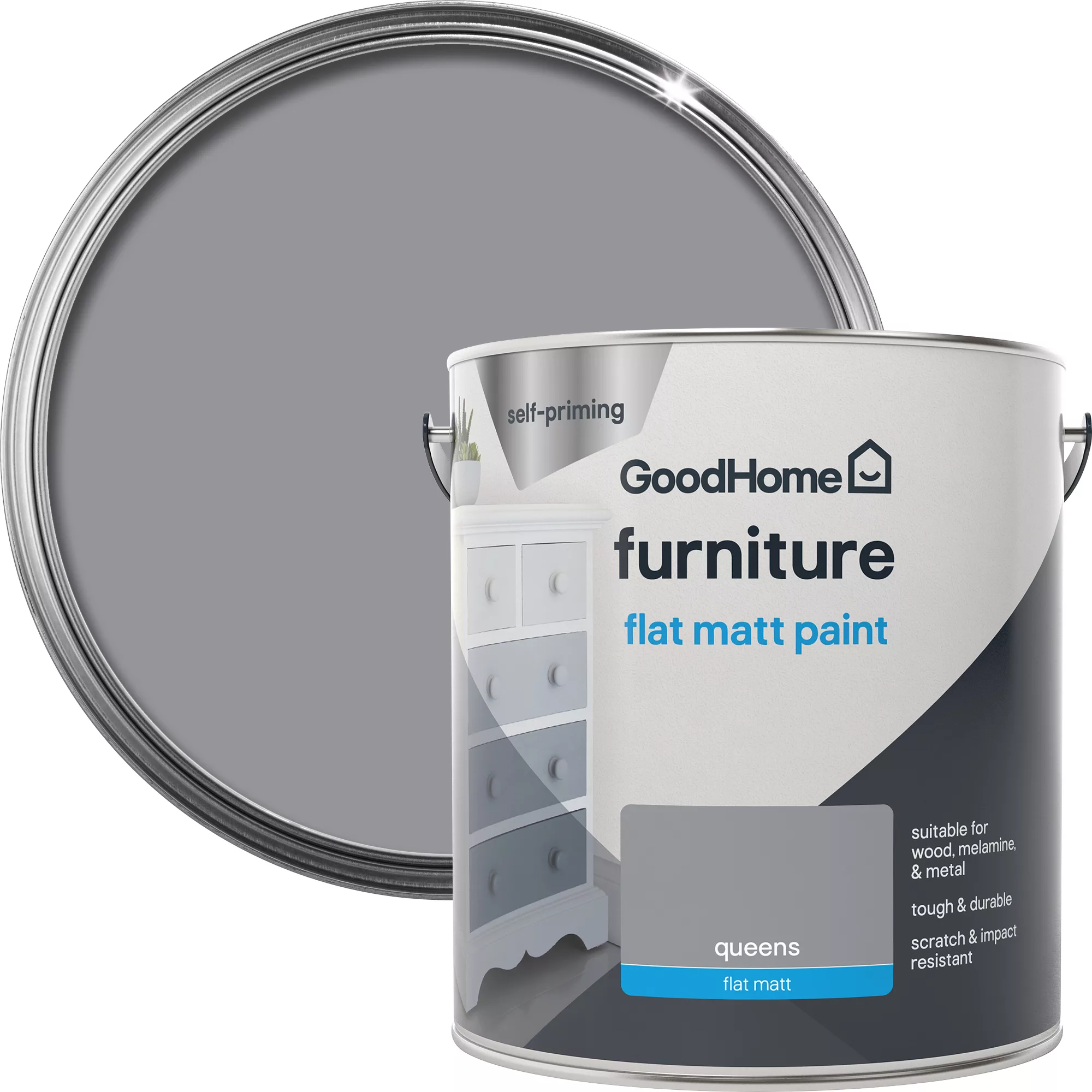 GoodHome Renovation Queens Flat Matt Furniture Paint, 2L 1 GoodHome Renovation Queens Flat Matt Furniture Paint, 2L