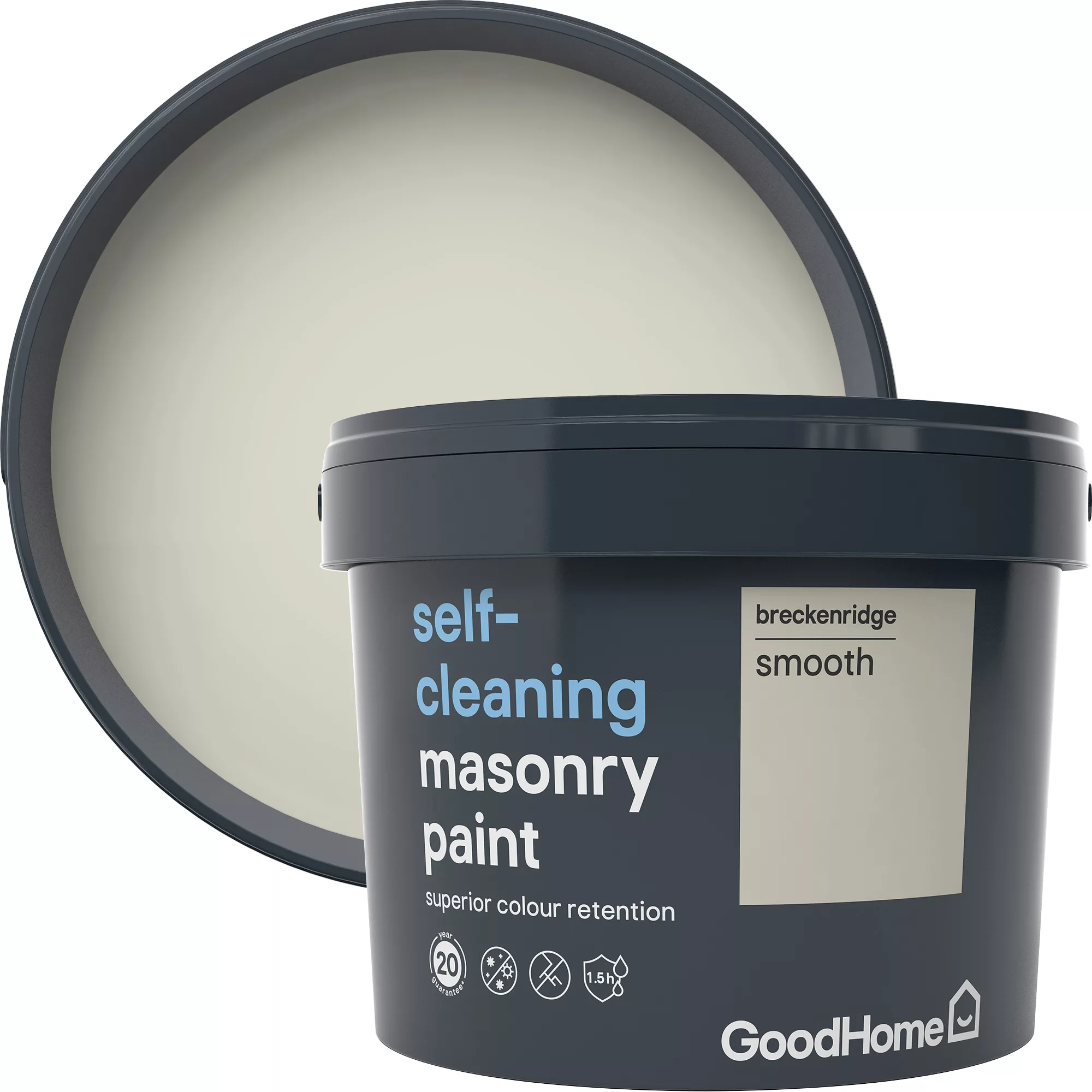 GoodHome Self-cleaning Breckenridge Smooth Matt Masonry Paint, 10L 1 GoodHome Self-cleaning Breckenridge Smooth Matt Masonry Paint, 10L