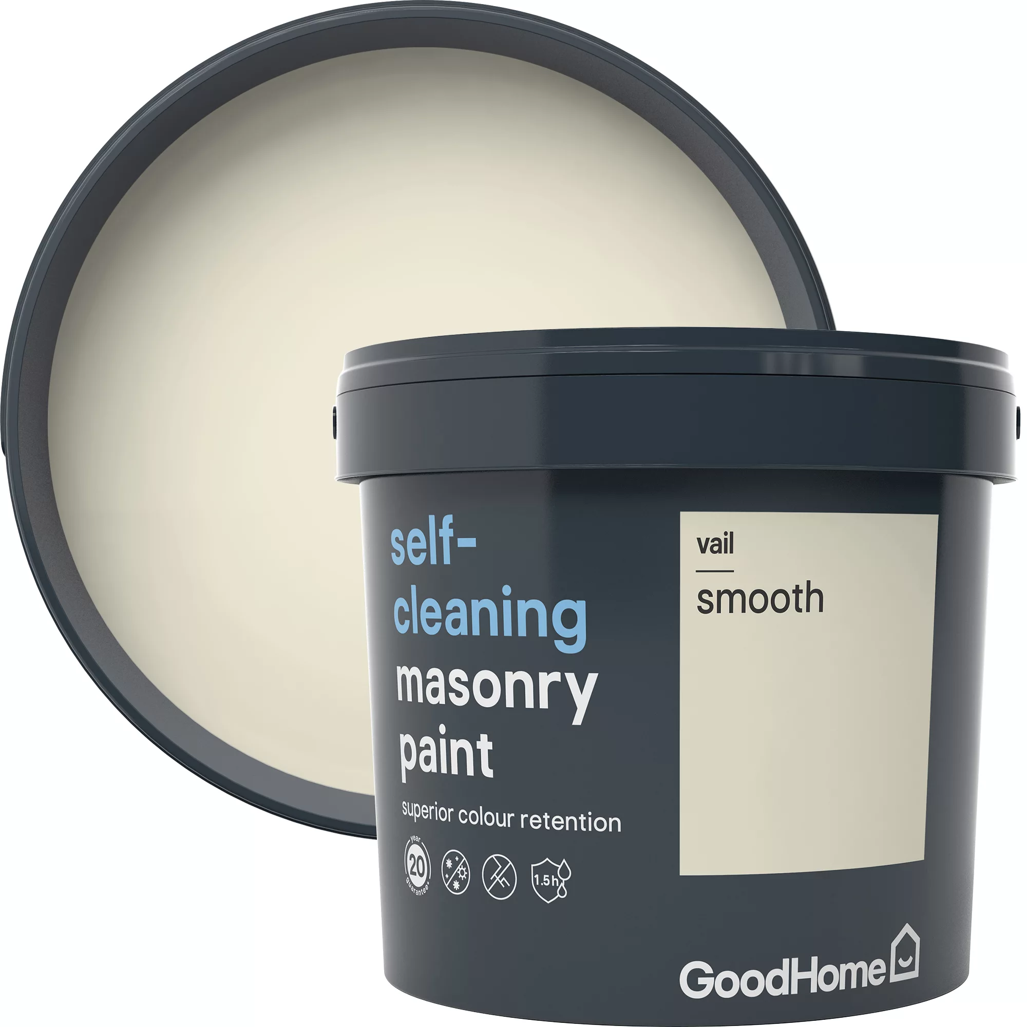 GoodHome Self-cleaning Vail Smooth Matt Masonry Paint, 5L 1 GoodHome Self-cleaning Vail Smooth Matt Masonry Paint, 5L
