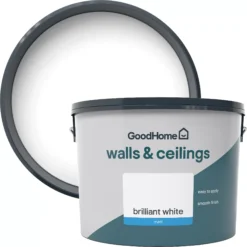 GoodHome Walls & Ceilings Brilliant White Vinyl Matt Emulsion Paint, 10L