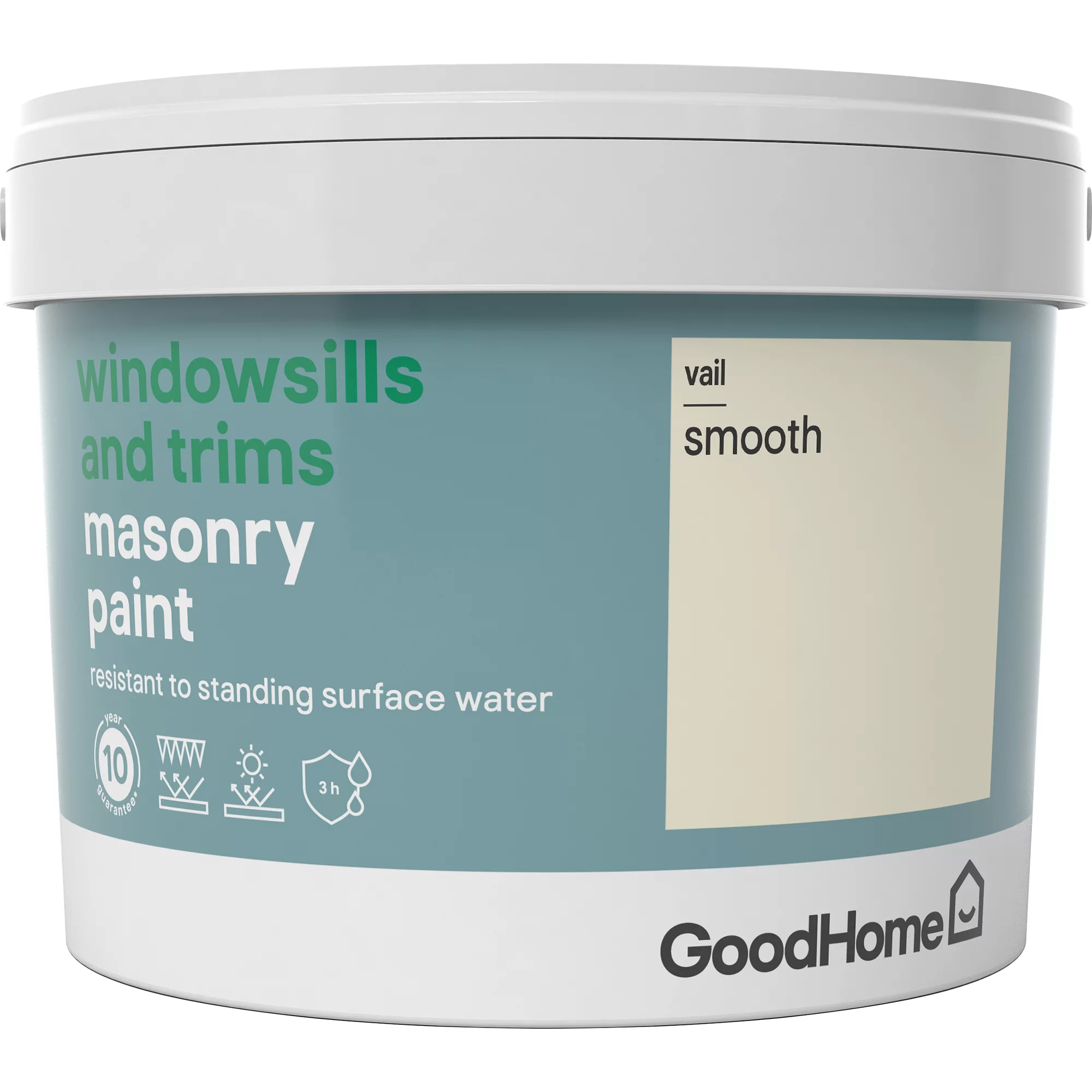 GoodHome Windowsills & Trims Vail Smooth Matt Masonry Paint, 2.5L 3 GoodHome Windowsills & Trims Vail Smooth Matt Masonry Paint, 2.5L - Image 3
