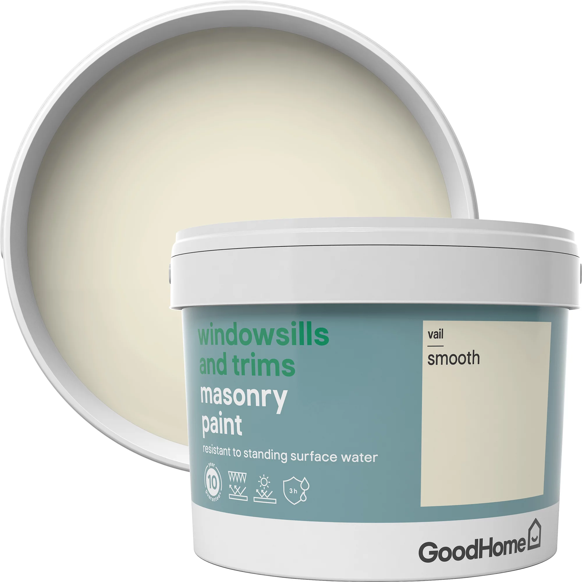 GoodHome Windowsills & Trims Vail Smooth Matt Masonry Paint, 2.5L 4 GoodHome Windowsills & Trims Vail Smooth Matt Masonry Paint, 2.5L - Image 4