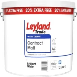 Leyland Trade Contract White Matt Emulsion Paint, 12L