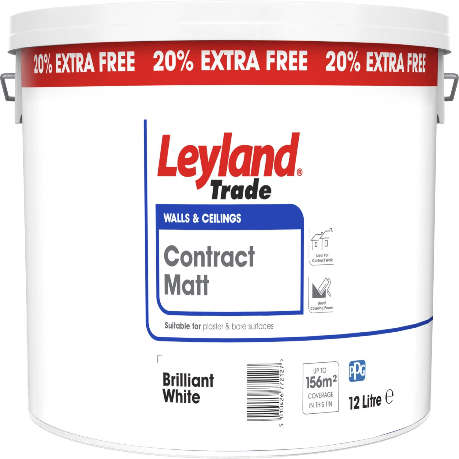 Leyland Trade Contract White Matt Emulsion Paint, 12L 1 Leyland Trade Contract White Matt Emulsion Paint, 12L