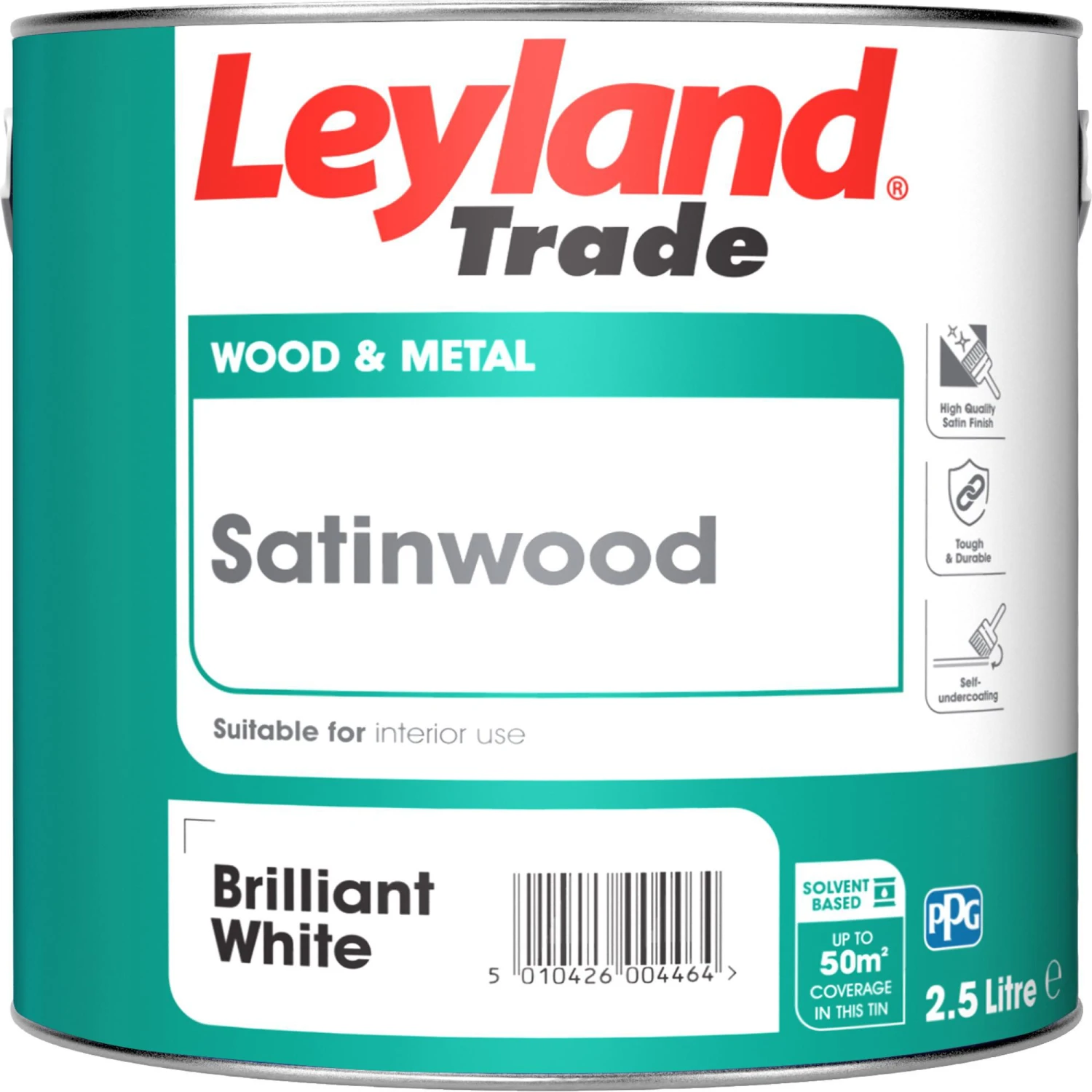 Leyland Trade White Satinwood Metal & Wood Paint, 2.5L 1 Leyland Trade White Satinwood Metal & Wood Paint, 2.5L