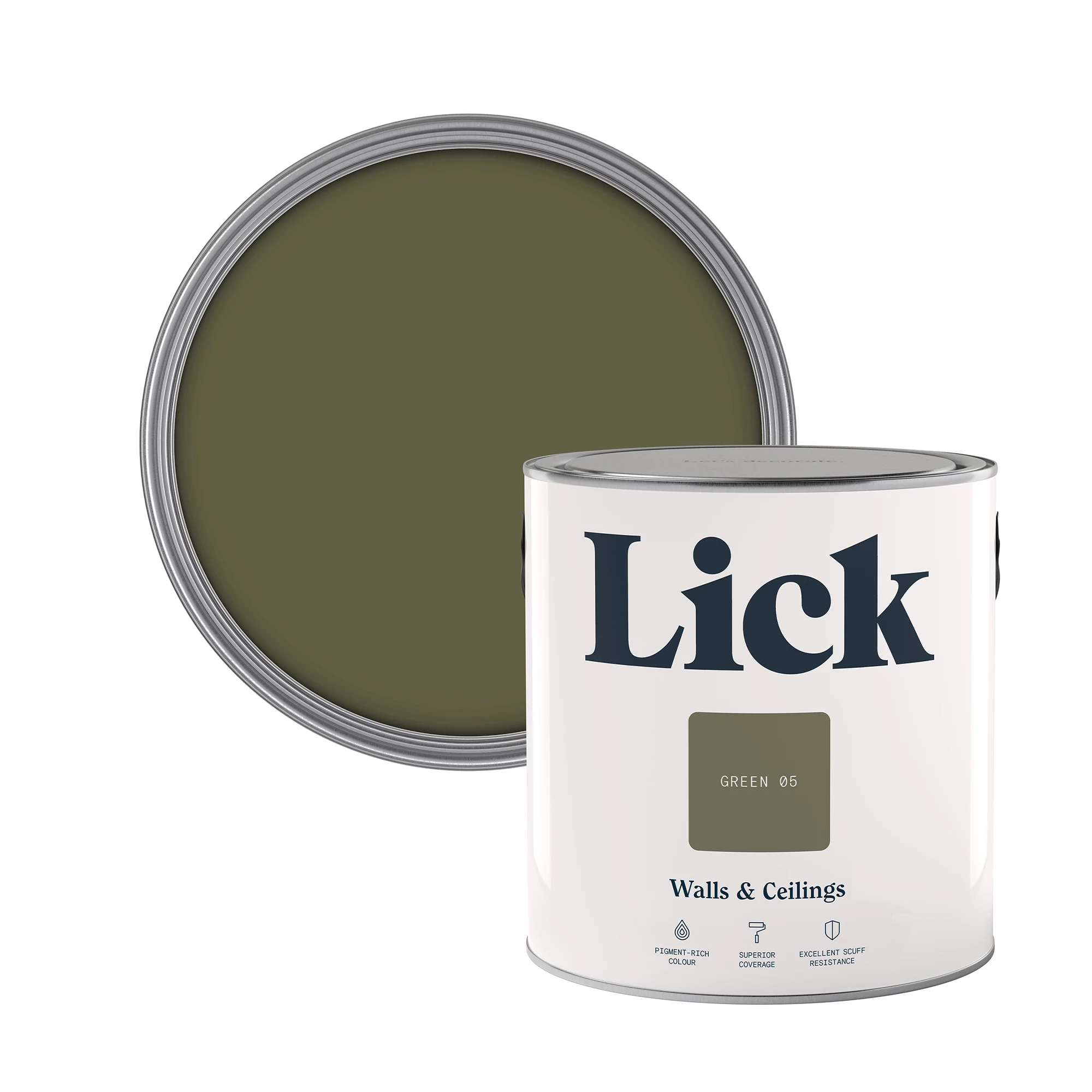 Lick Green 05 Matt Emulsion Paint, 2.5L 1 Lick Green 05 Matt Emulsion Paint, 2.5L