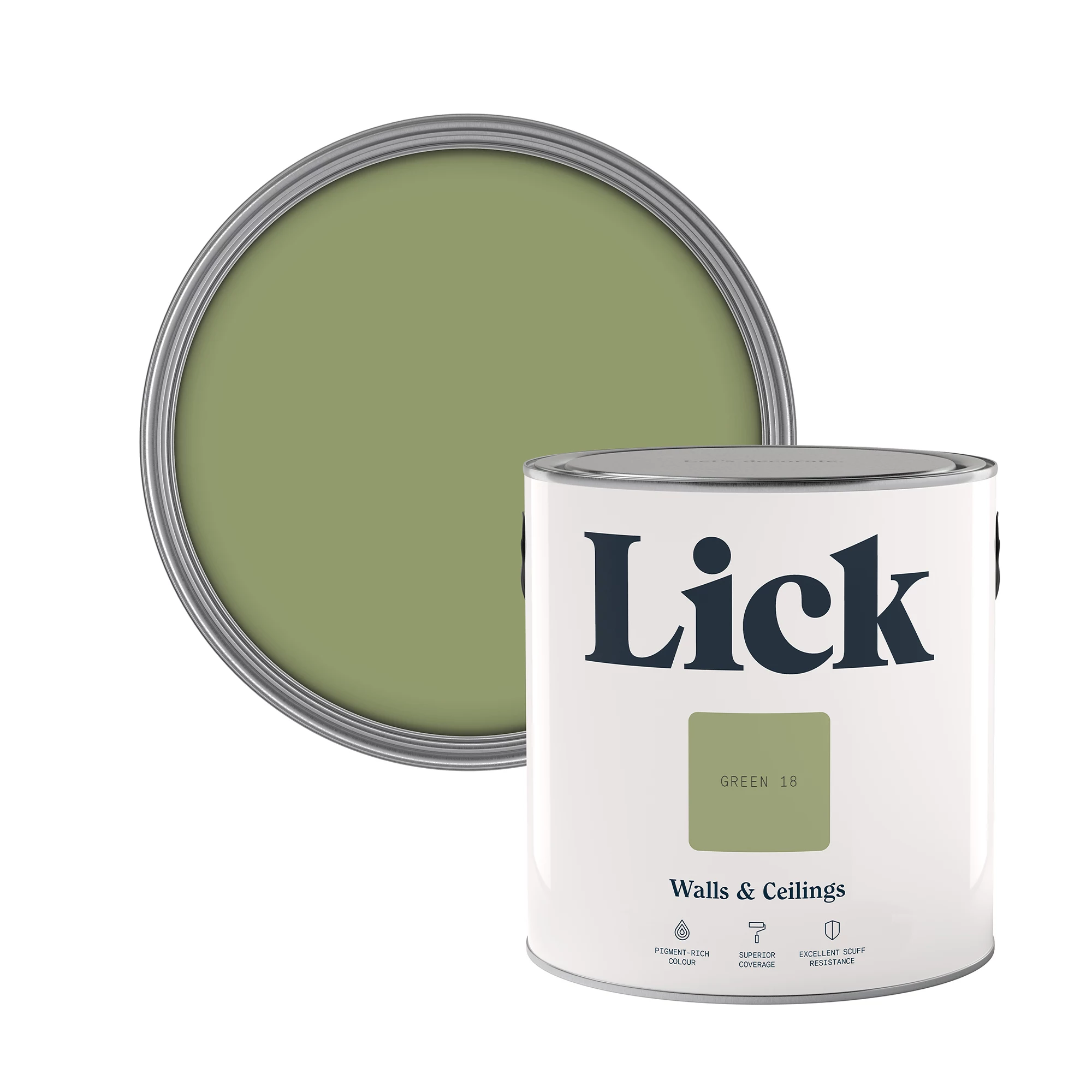 Lick Green 18 Matt Emulsion Paint, 2.5L 1 Lick Green 18 Matt Emulsion Paint, 2.5L