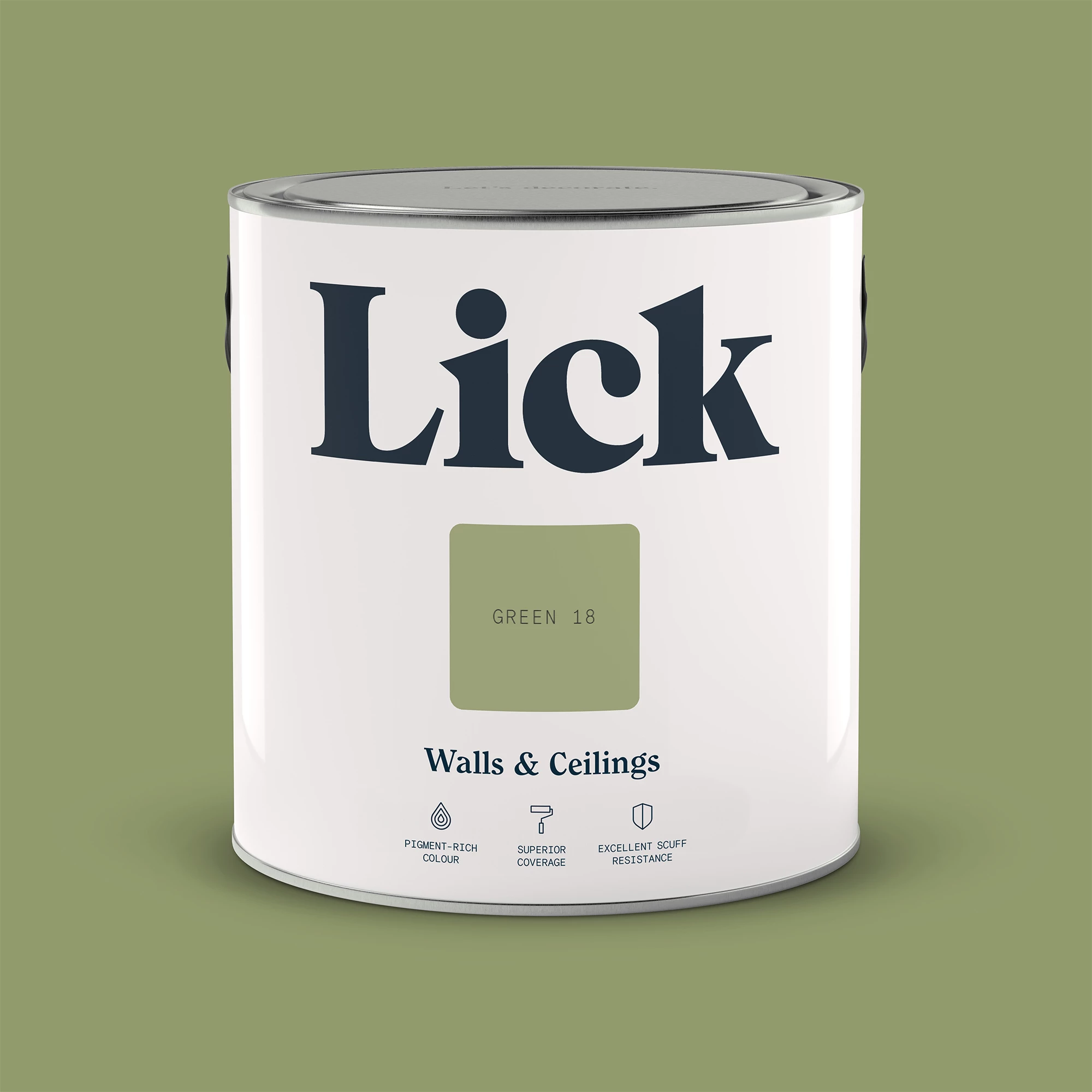 Lick Green 18 Matt Emulsion Paint, 2.5L 2 Lick Green 18 Matt Emulsion Paint, 2.5L - Image 2