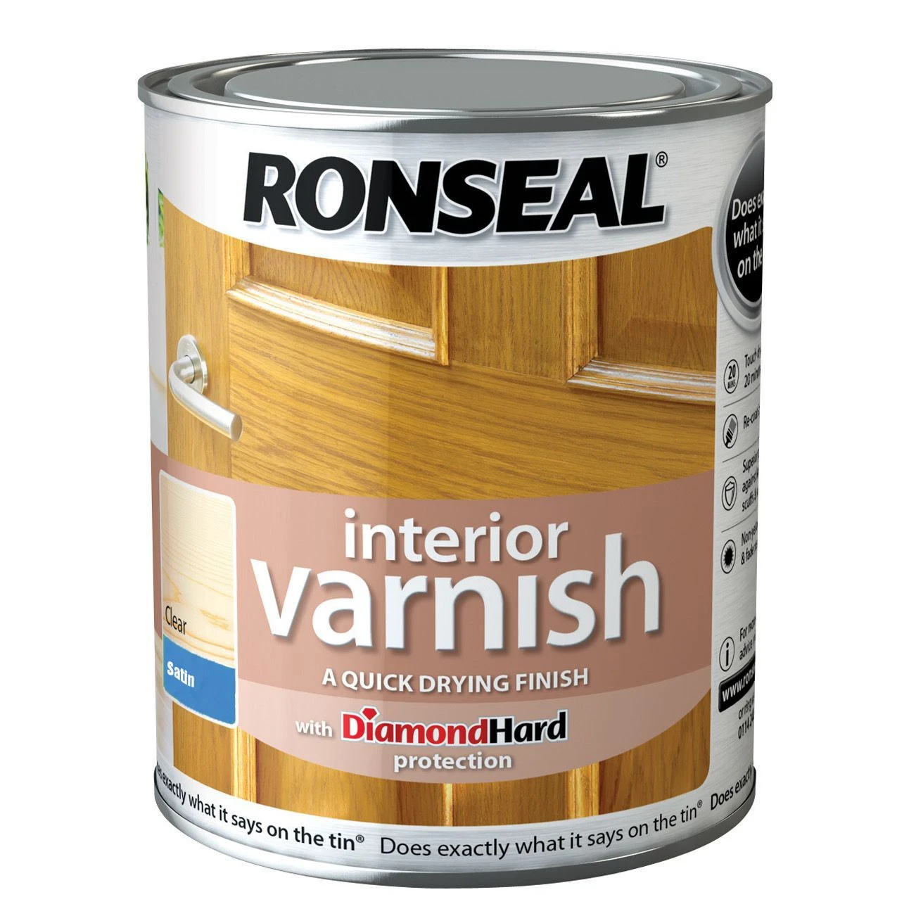 Ronseal Diamond Hard Clear Satin Wood Varnish, 2.5L 1 Ronseal Diamond Hard Clear Satin Wood Varnish, 2.5L