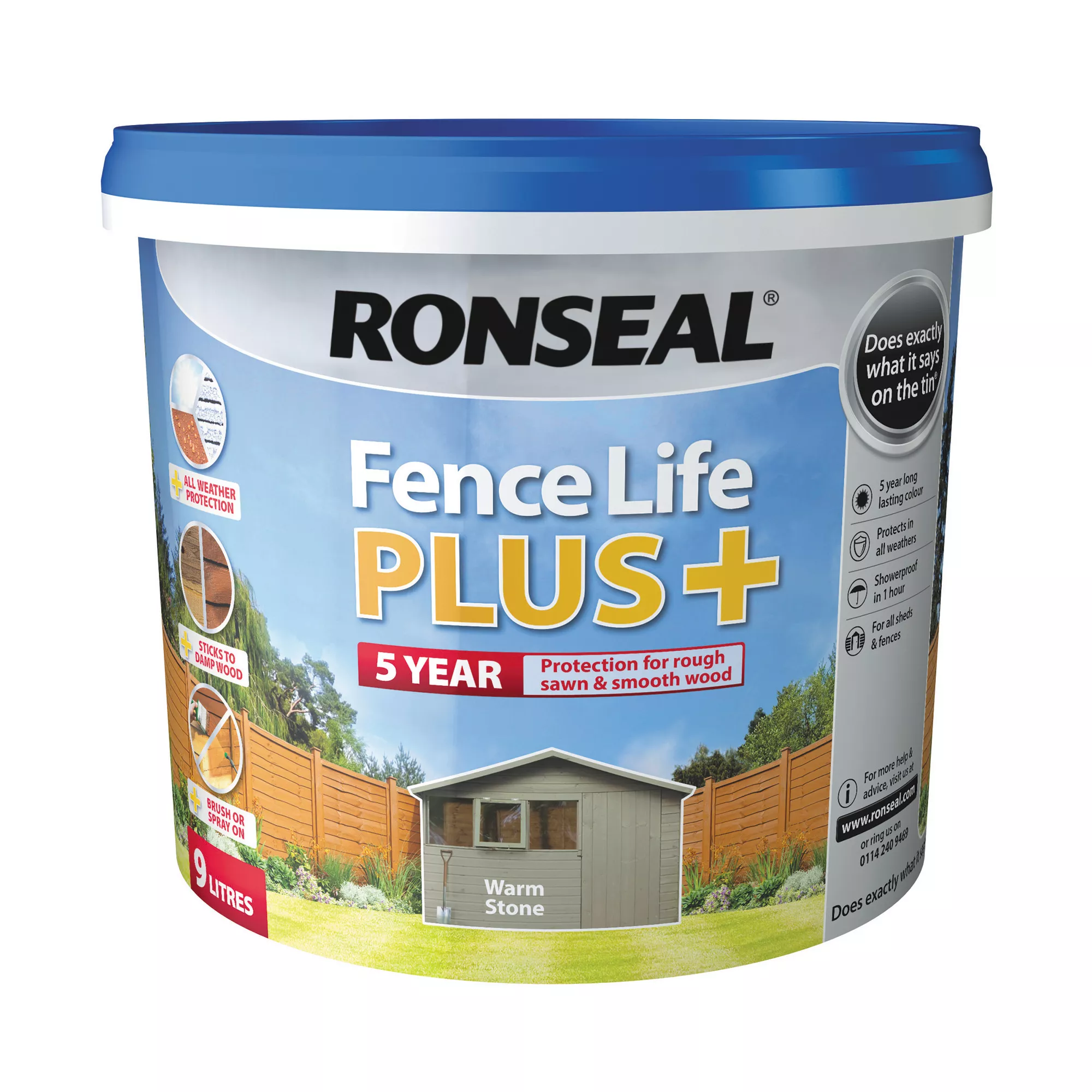 Ronseal Fence Life Plus Warm Stone Matt Fence & Shed Treatment, 9L 1 Ronseal Fence Life Plus Warm Stone Matt Fence & Shed Treatment, 9L