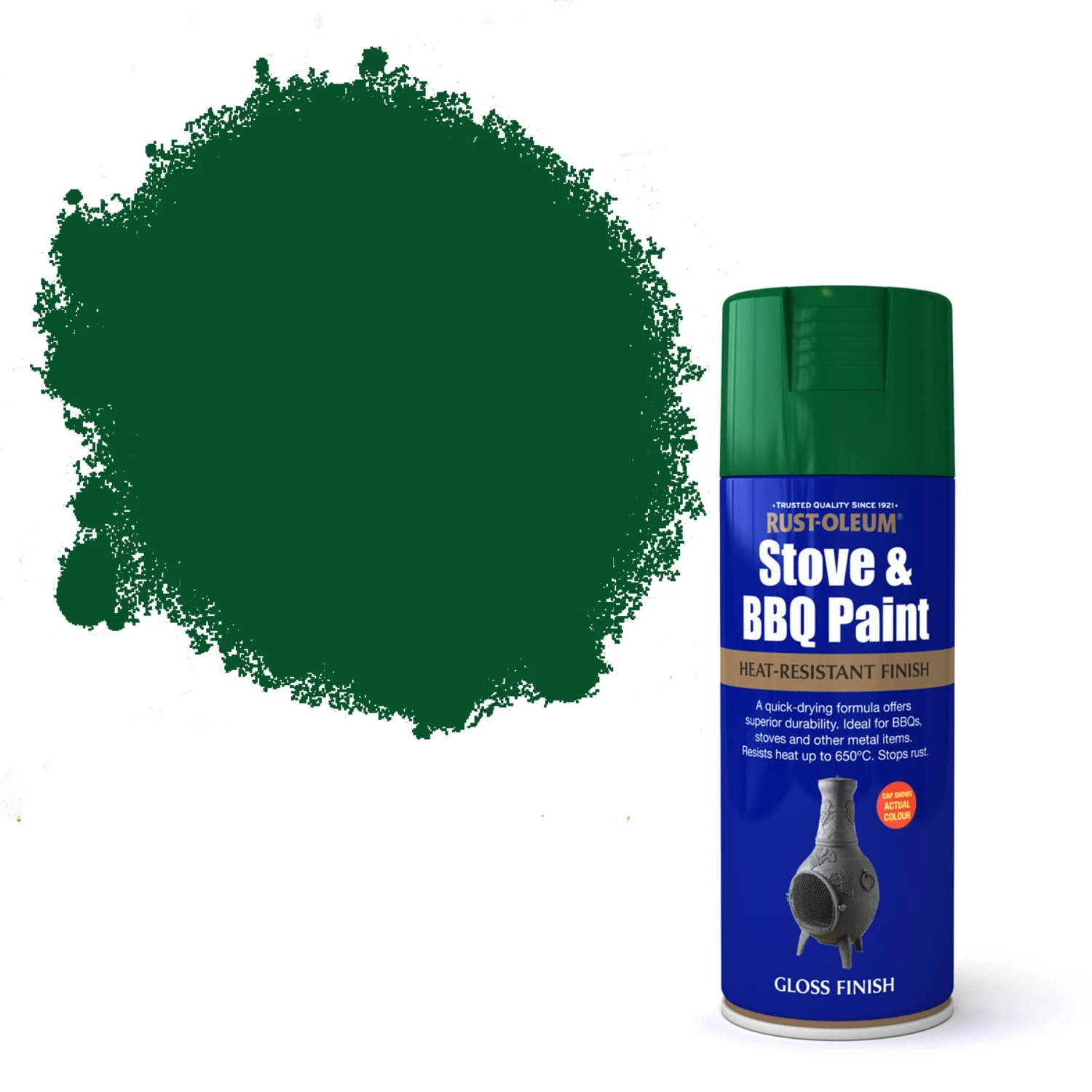 Rust-Oleum Stove & Bbq Green Matt Multi-surface Spray Paint, 400ml 1 Rust-Oleum Stove & Bbq Green Matt Multi-surface Spray Paint, 400ml