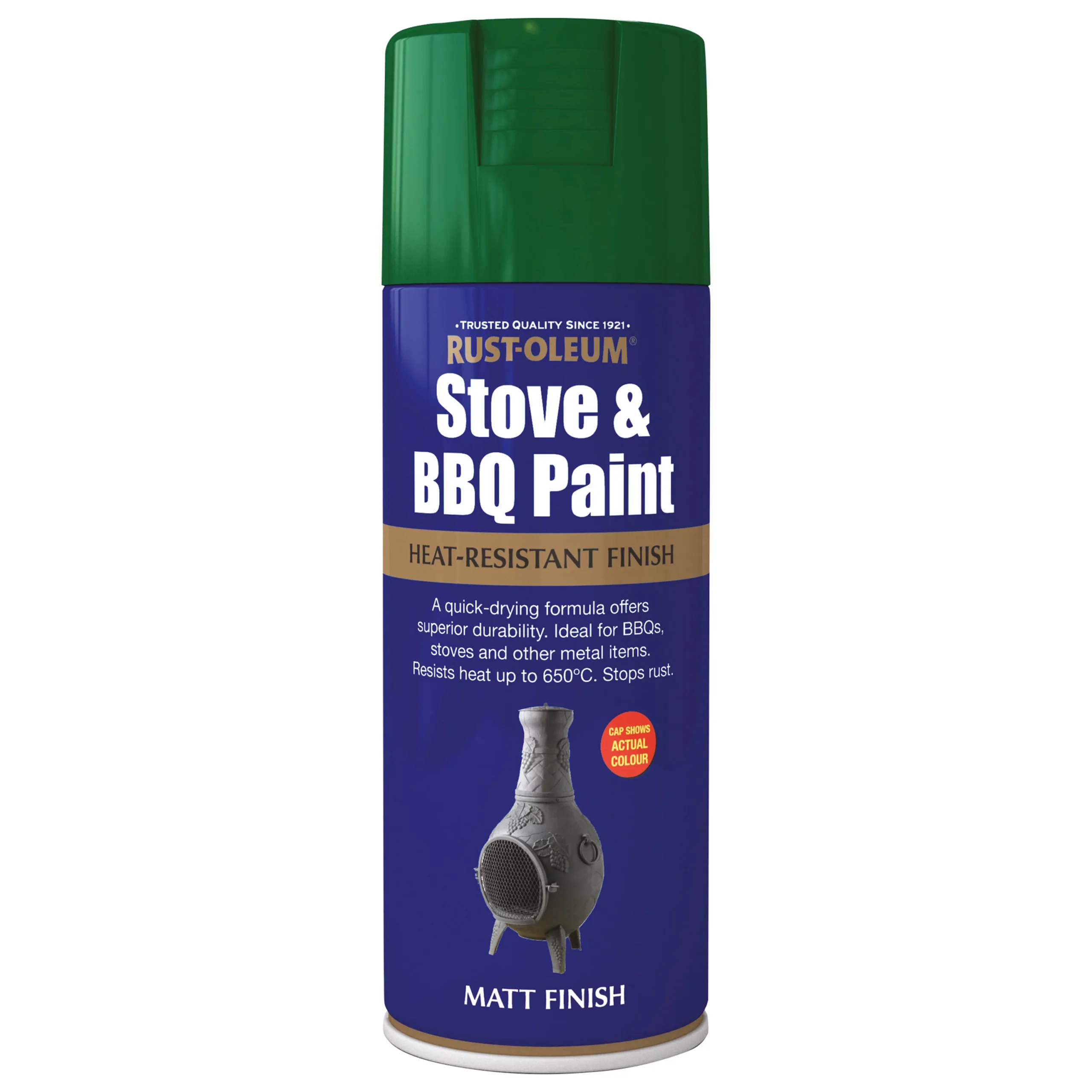 Rust-Oleum Stove & Bbq Green Matt Multi-surface Spray Paint, 400ml 2 Rust-Oleum Stove & Bbq Green Matt Multi-surface Spray Paint, 400ml - Image 2