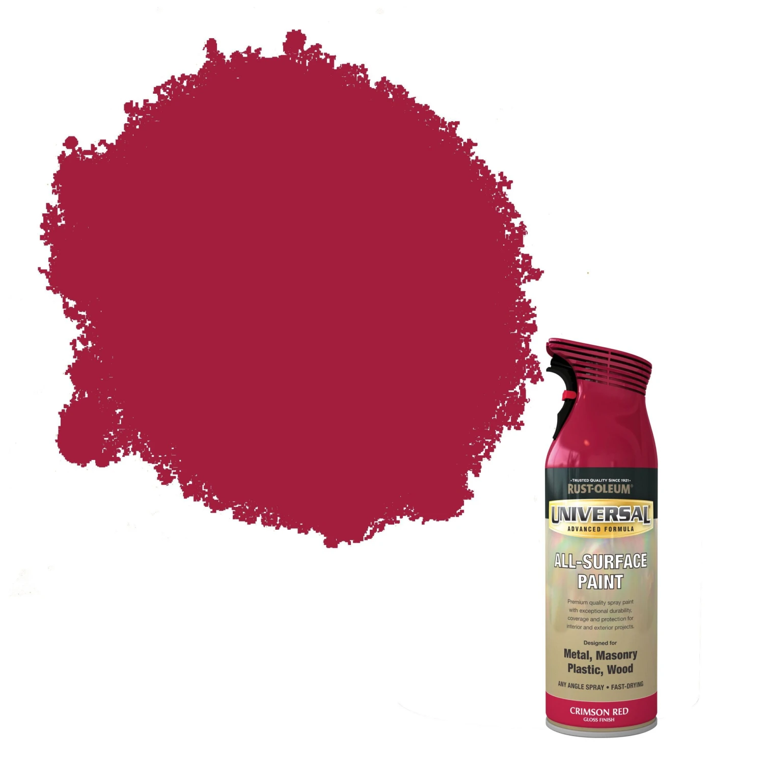Rust-Oleum Universal Crimson Red Gloss Multi-surface Spray Paint, 400ml 1 Rust-Oleum Universal Crimson Red Gloss Multi-surface Spray Paint, 400ml